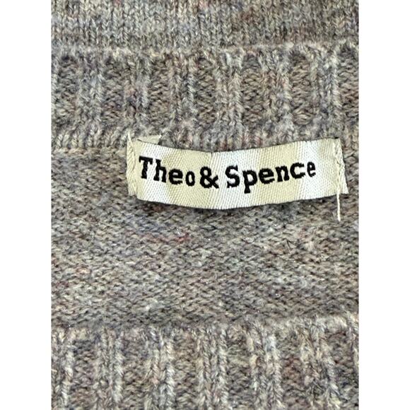 Theo Spence Gray Black w/Star Print Oversized Long Sleeve Sweater Top Size M - Picture 7 of 9